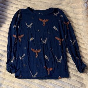Kyte BABY Blue Owl and Eagle Print Shirt